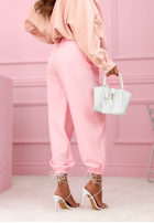 Spodnie ze ściągaczami If You Want różowe
