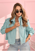 Krótka skórzana kurtka bomberka Marisa żółta