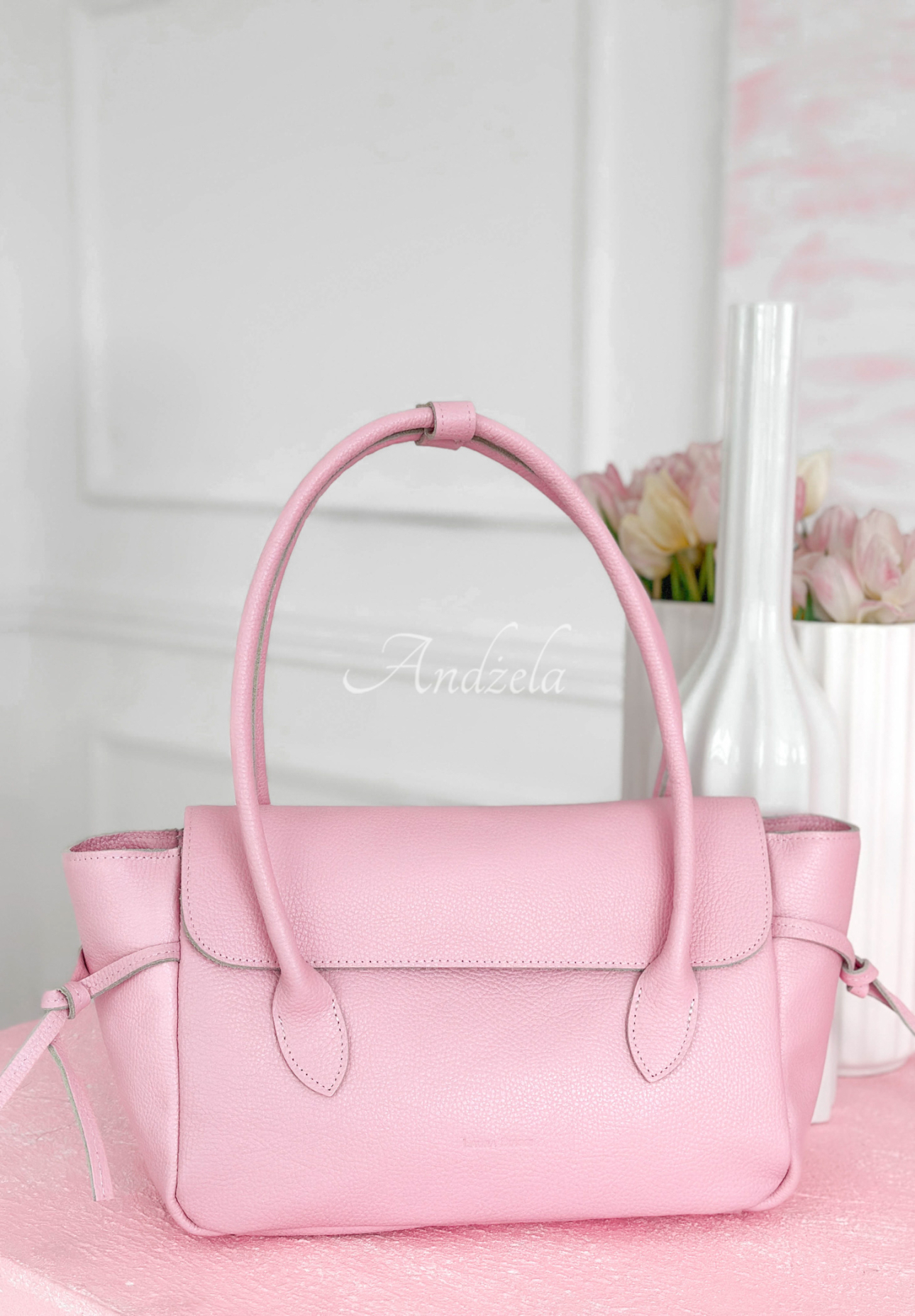 Patrice powder pink leather handbag