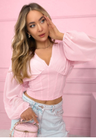 Gorsetowa bluzka z marszczeniami Another Look biała