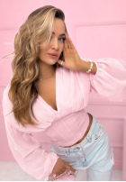 Gorsetowa bluzka z marszczeniami Another Look biała