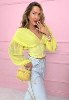 Gorsetowa bluzka z marszczeniami Another Look biała