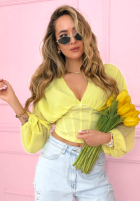 Gorsetowa bluzka z marszczeniami Another Look biała