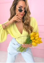 Gorsetowa bluzka z marszczeniami Another Look biała