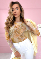 Siateczkowe body w kwiaty Skylar różowe