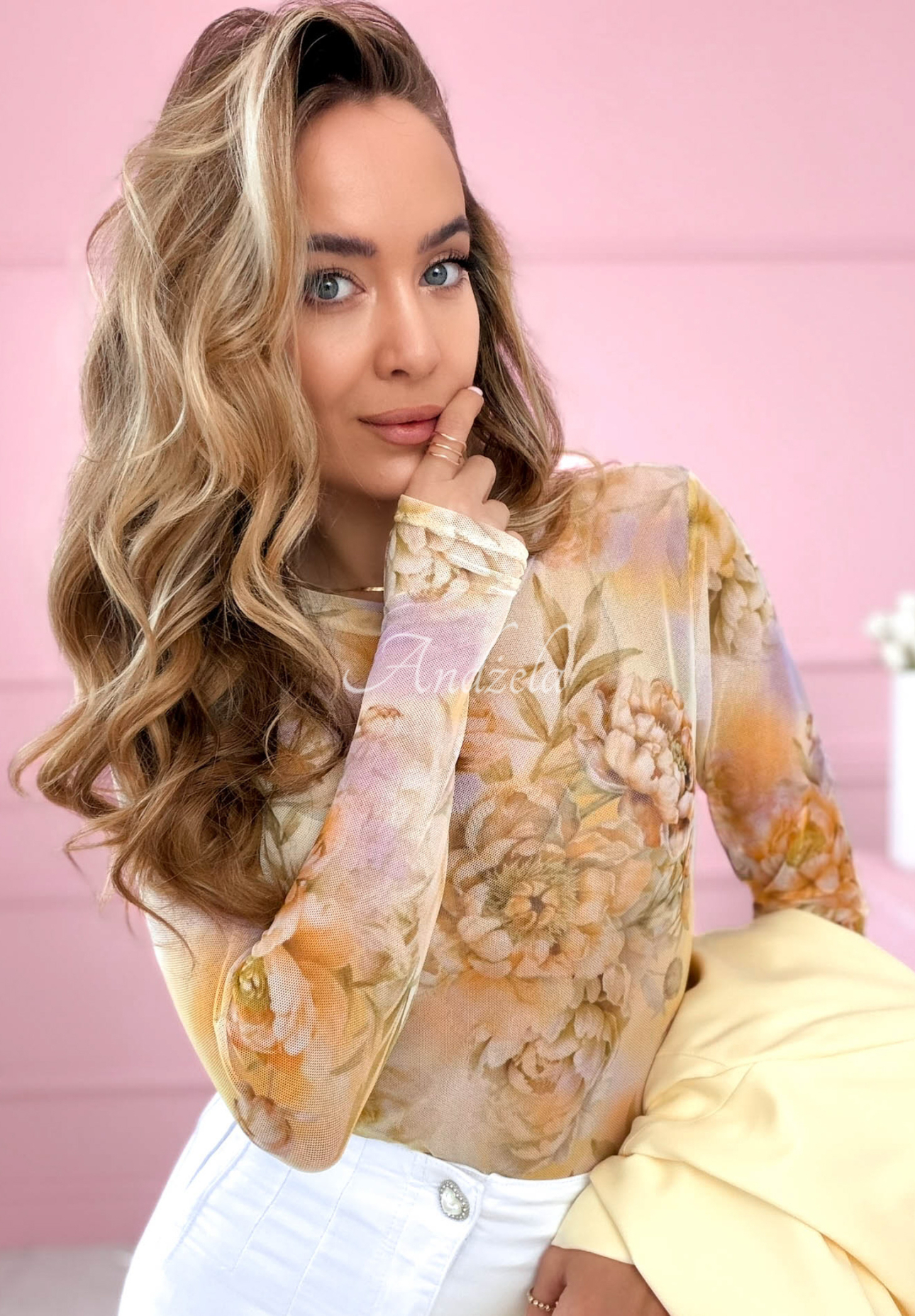 Skylar yellow floral mesh bodysuit 