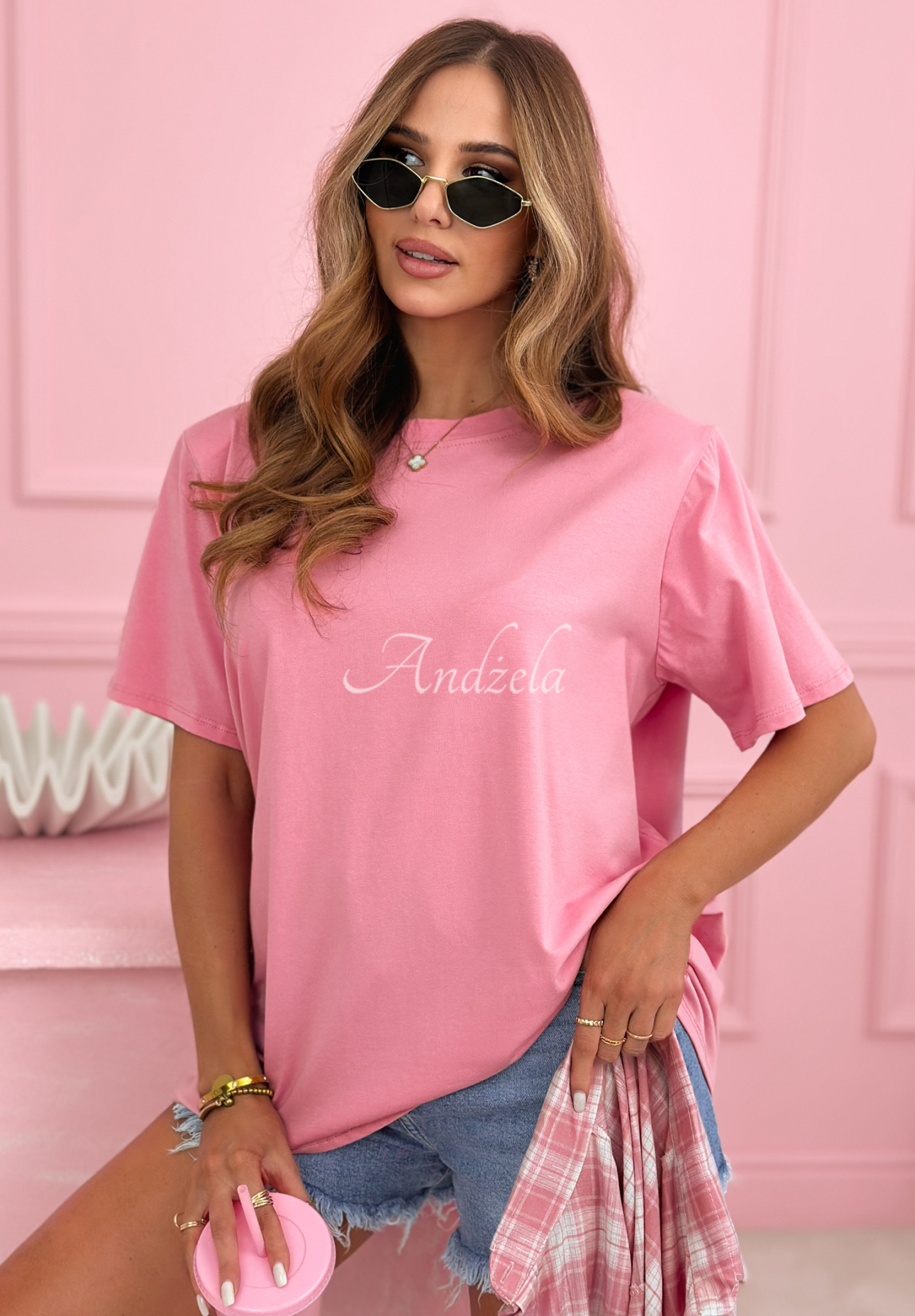 Millicent pink long cotton T-shirt