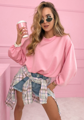 Lorraine pink butter-colored sweatshirt with ribbing