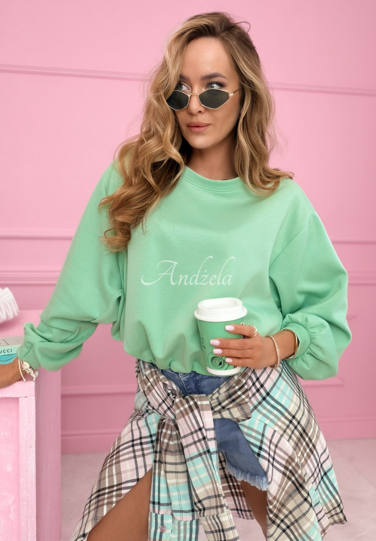 Lorraine pistachio butter sweatshirt with ribbing