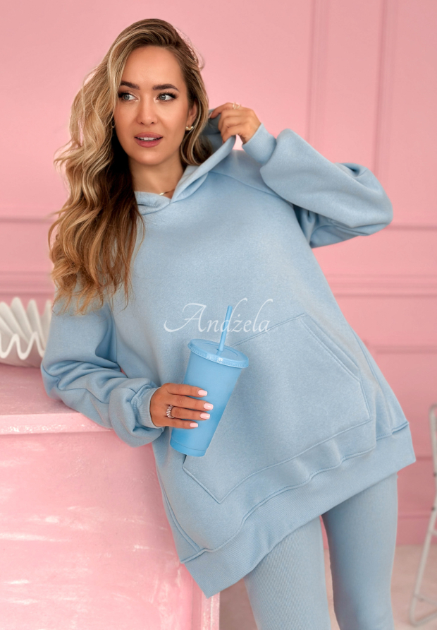 Sweatshirt with pocket and hood Siempre blue II