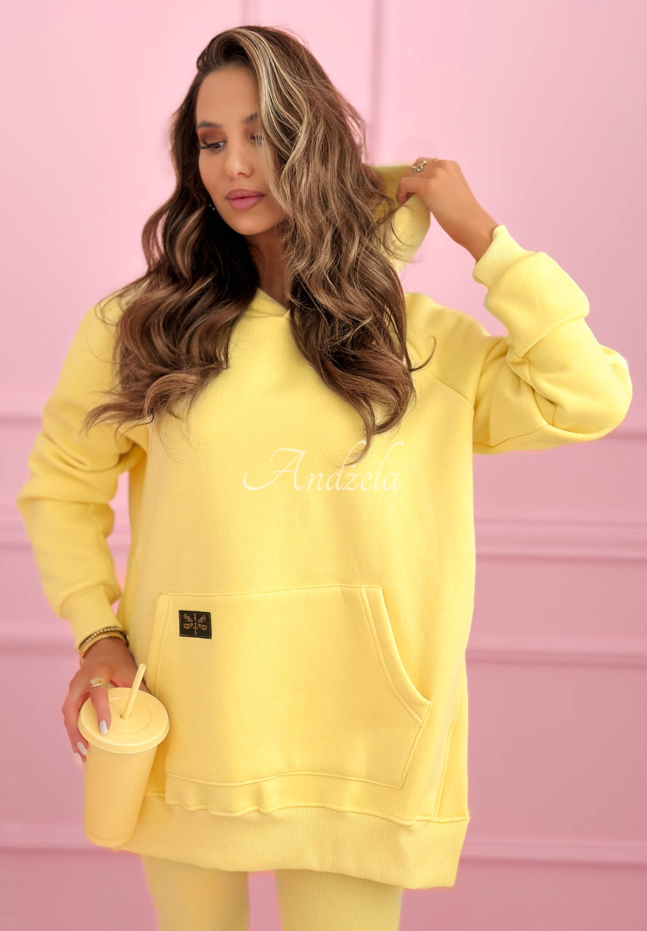 Siempre yellow hoodie with pocket 