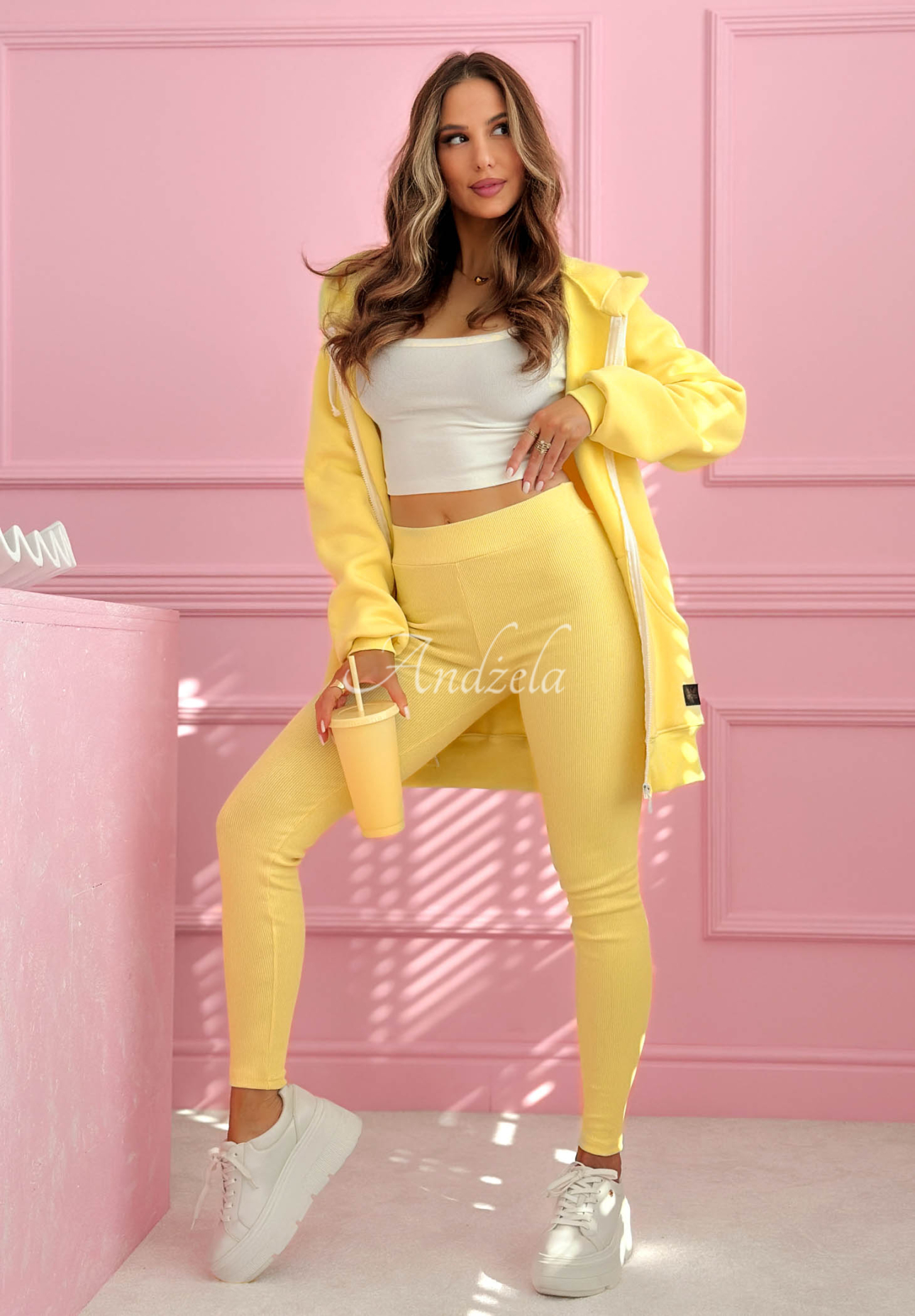 Siempre yellow striped leggings 