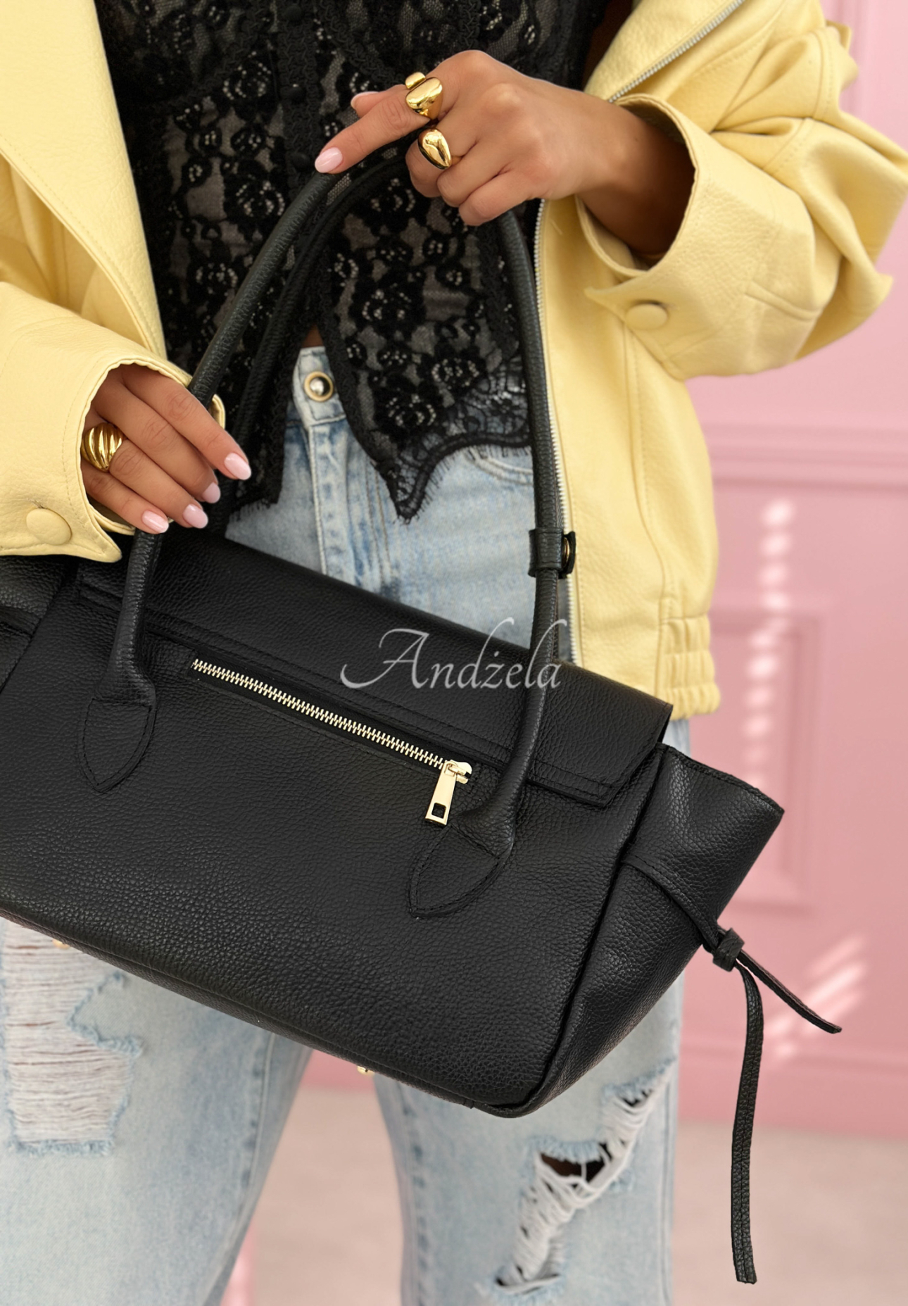 Patrice black leather handbag