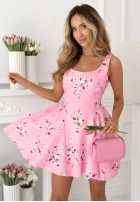 Rozkloszowana sukienka mini na ramiączkach Belladonna ecru