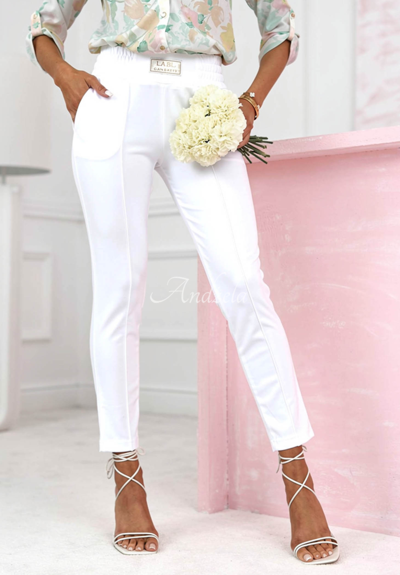 Pretty On Point ecru fabric pants