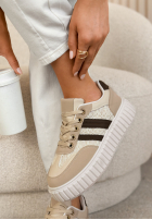 Skórzane sneakersy z koronką Carlotta beżowa