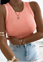 Prążkowany top na ramiączkach Callie ciemnoszary