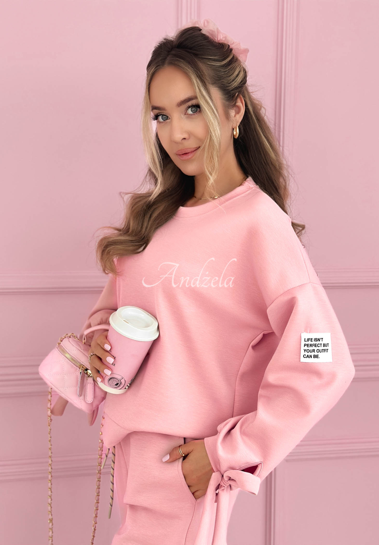 Wiskozowy komplet dresowy masełko Peyton różowy