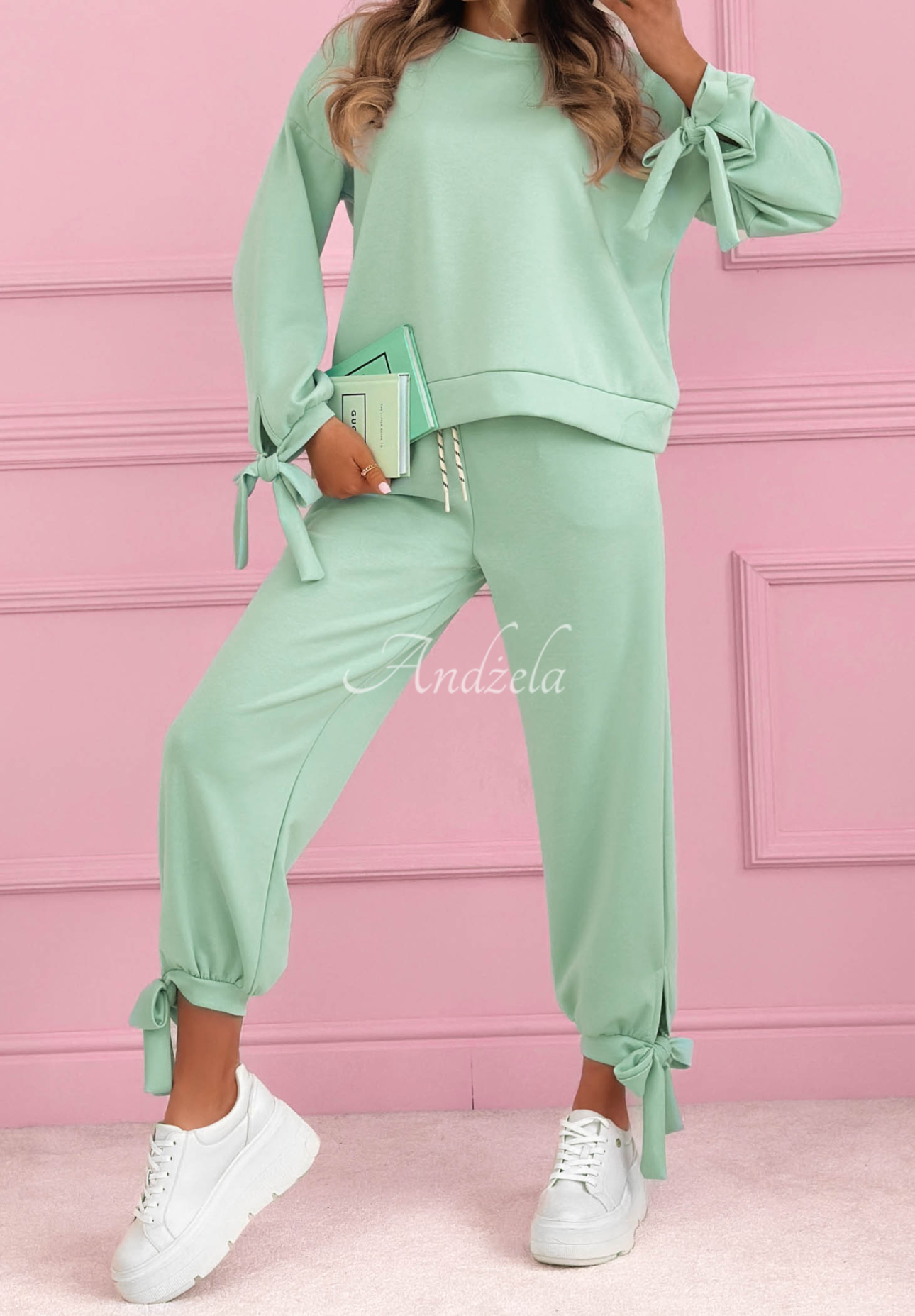 Peyton pistachio butter viscose tracksuit set