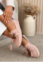 Zamszowe mokasyny z frędzlami Otelia czekoladowe