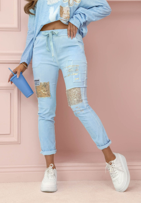 Love & Flowers blue sequined pants