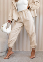 Skórzane spodnie joggery Marigold czekoladowe