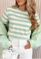 T-shirt w paski Louise beżowo-czekoladowy