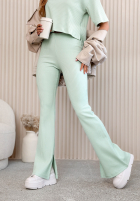 Prążkowane spodnie dzwony Marcella waniliowe