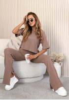 Krótki prążkowany T-shirt Marcella waniliowy