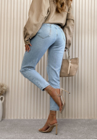 Spodnie jeansowe mom fit z przetarciami Alfie niebieskie