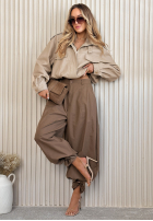 Krótka skórzana kurtka bomberka Marisa żółta