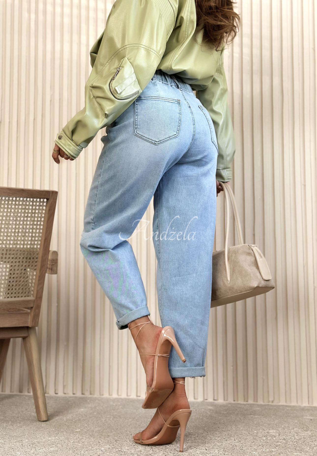 Spodnie jeansowe balloon Michelle niebieskie