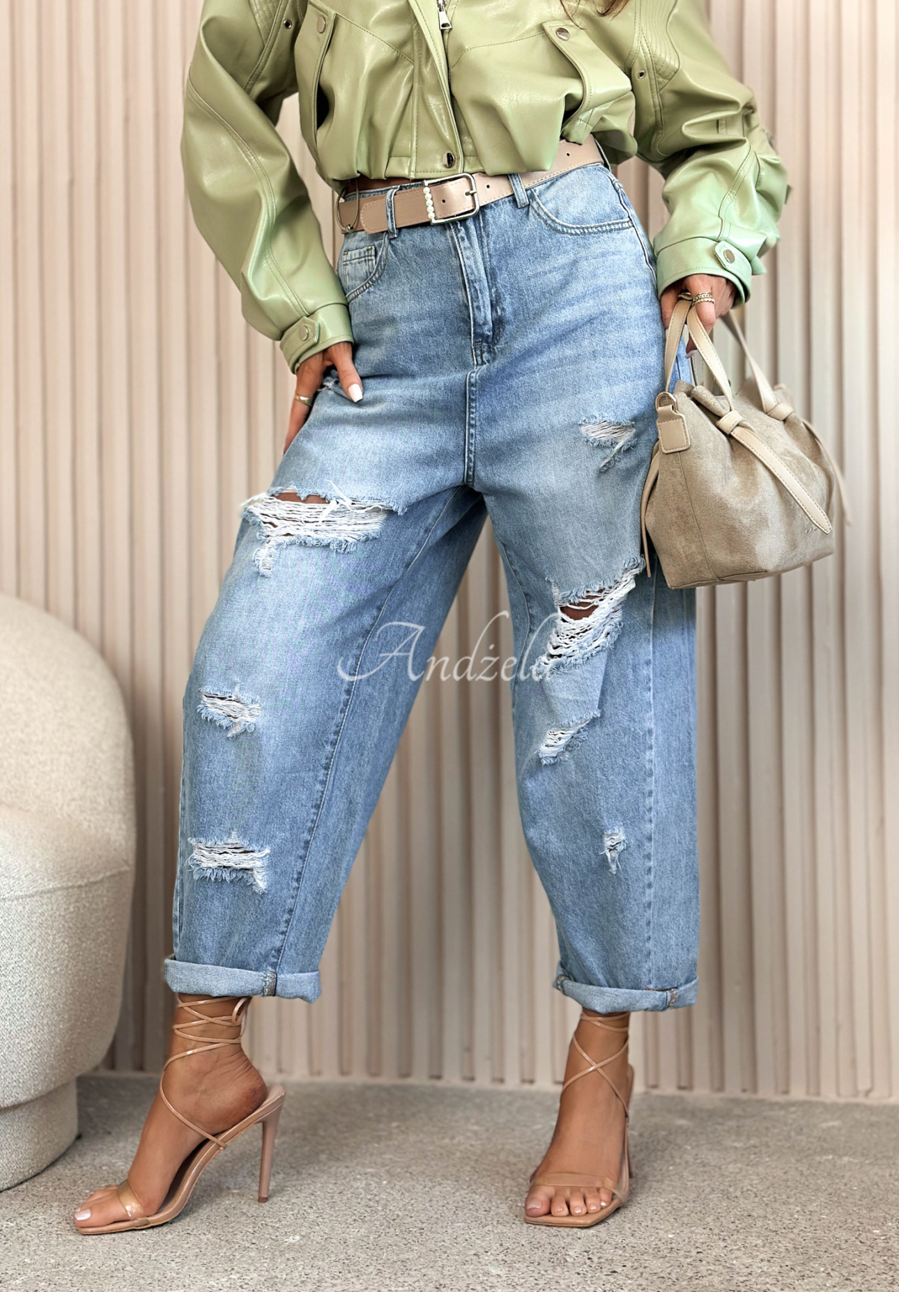 Miller Blue Distressed Balloon Jeans