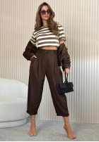 Materiałowe spodnie Maren jasnobeżowe