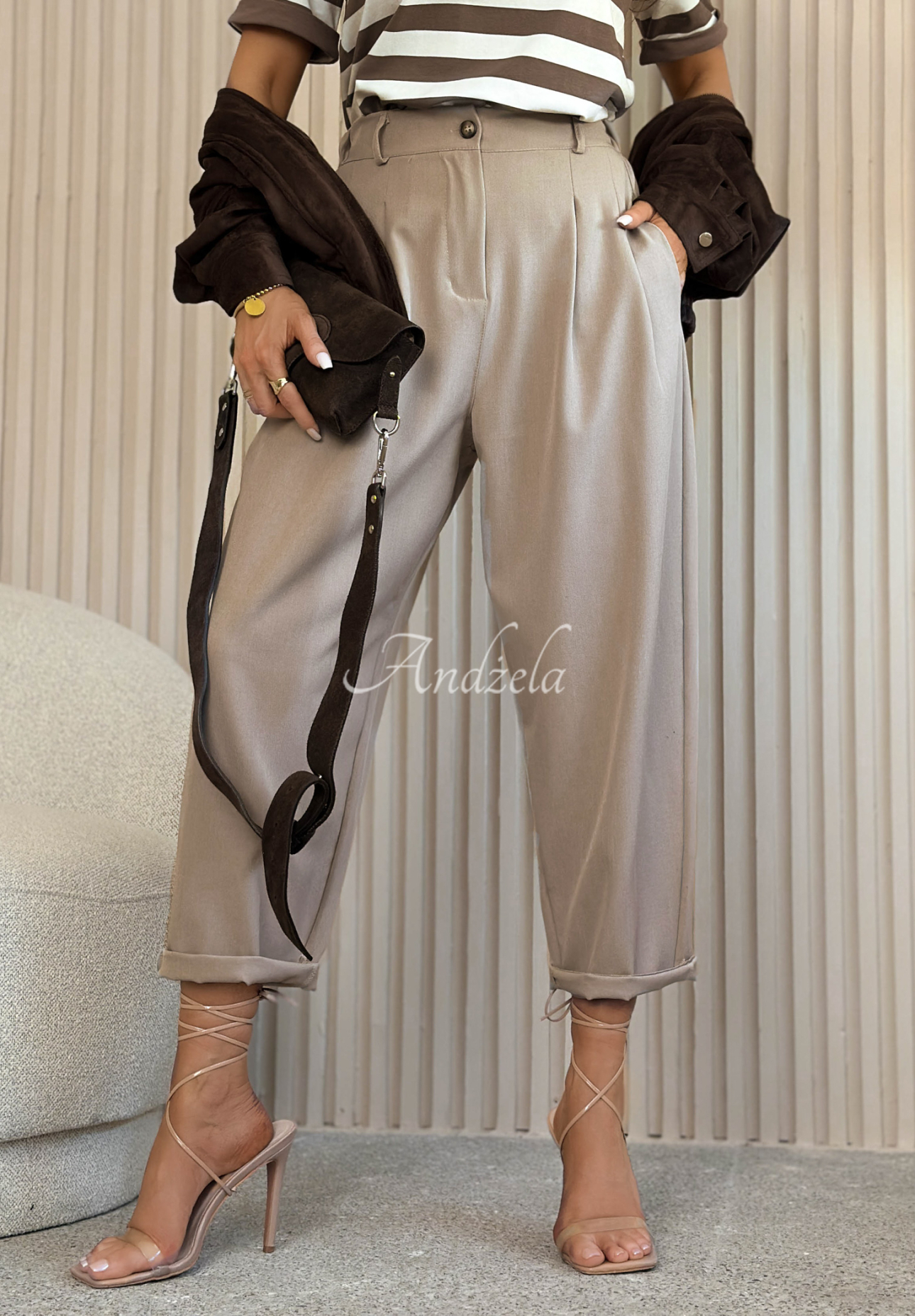 Maren mocha viscose-blend pants