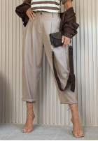 Materiałowe spodnie Maren jasnobeżowe