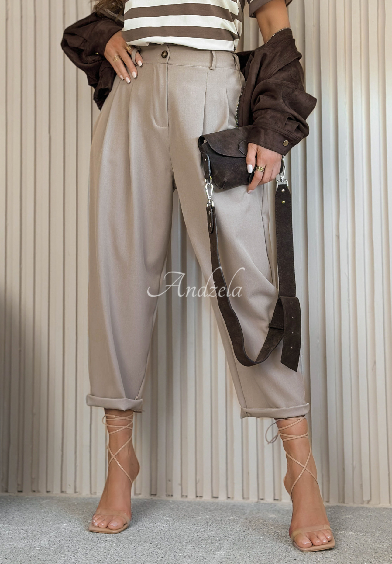 Maren mocha viscose-blend pants