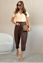 T-shirt z dekoltem Mariella pistacjowy