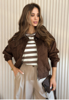 Skórzana kurtka bomberka Just A Mistake czekoladowa