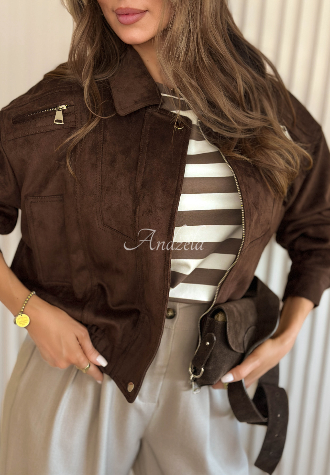 Just A Mistake chocolate suede ramones jacket
