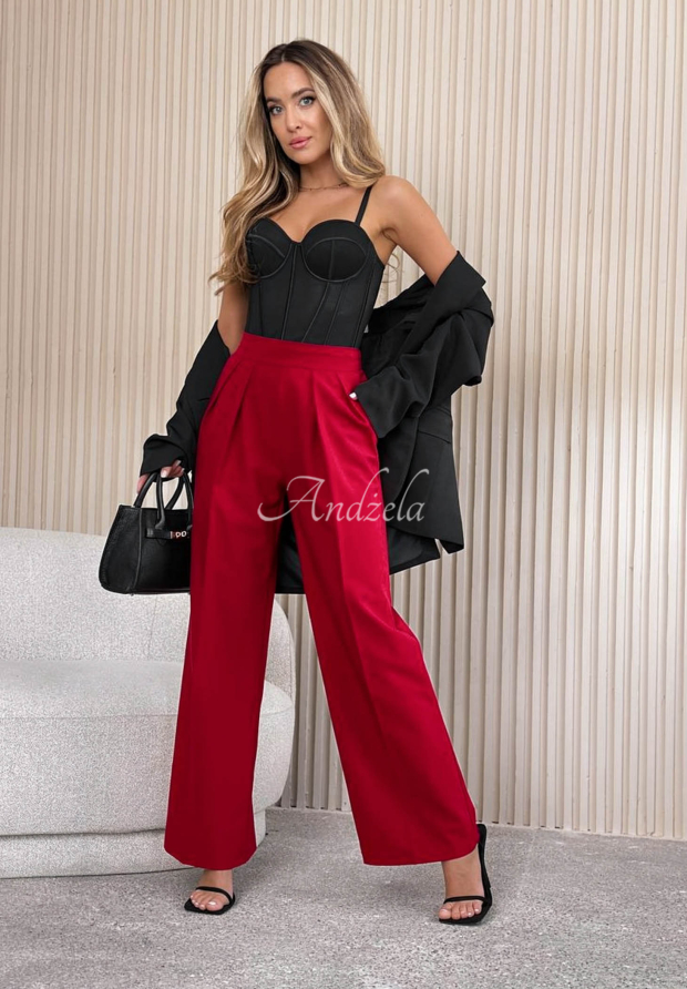 Eleganckie spodnie wide leg After You Left czerwone