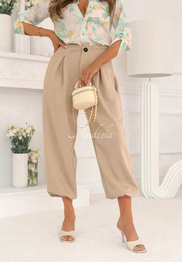 Viscose butter pants with cuffs What You Wanted beige