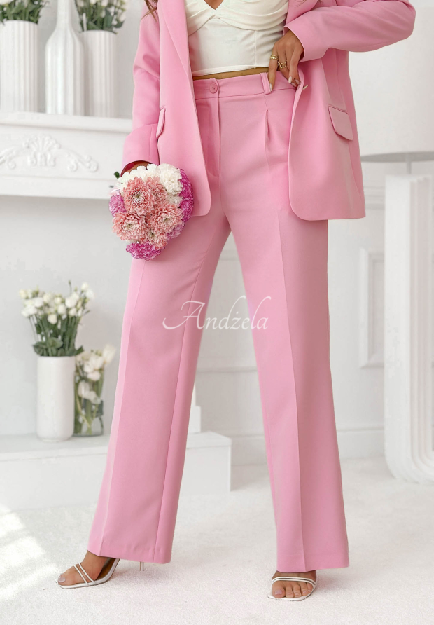 Elegant wide-leg viscose pants by Perfect Timing in powder pink