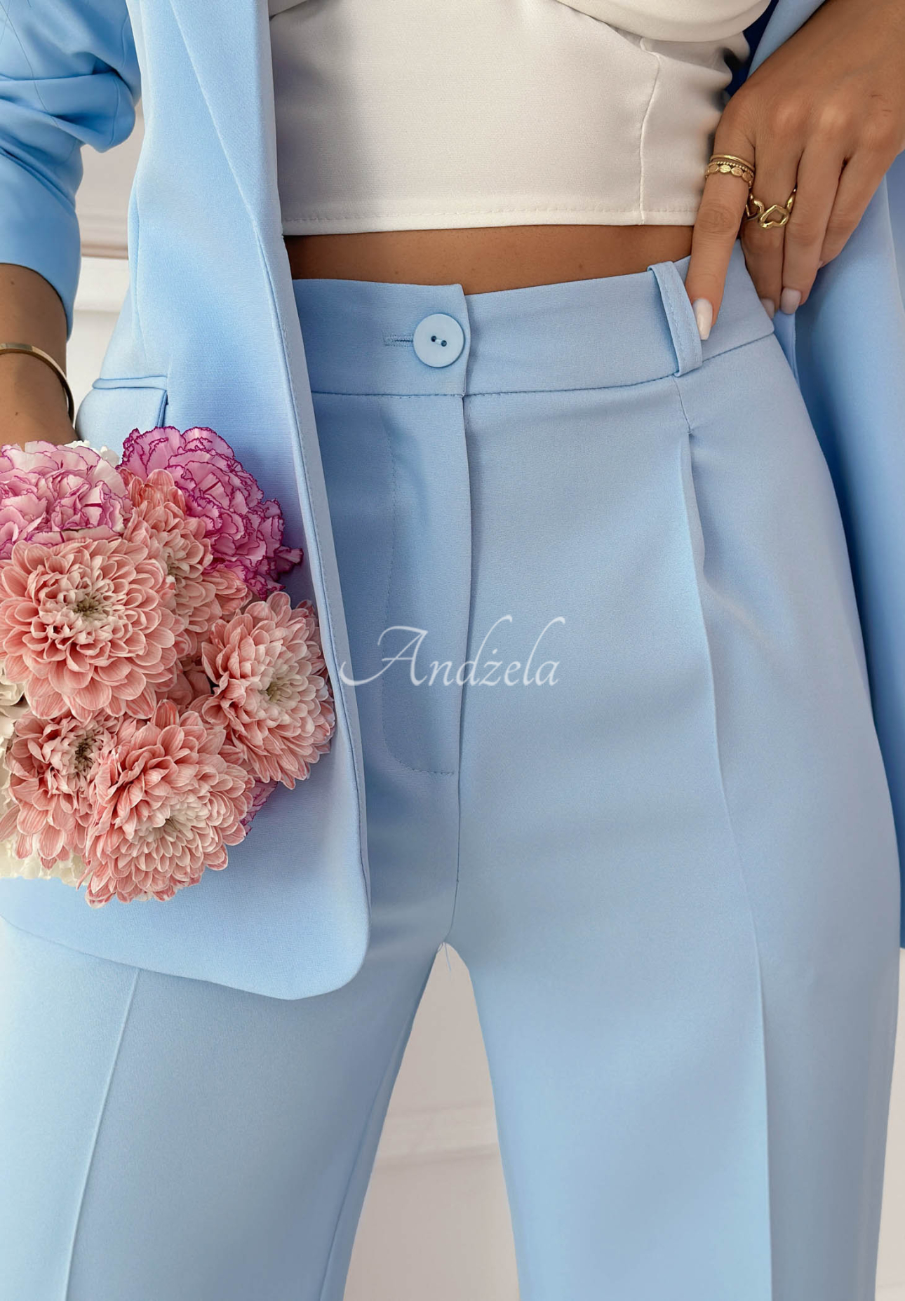 Elegant wide-leg viscose pants by Perfect Timing in sky blue