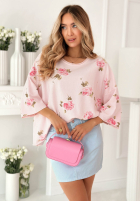 Bluza oversize w róże Rosanella pisacjowa