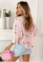 Bluza oversize w róże Rosanella pisacjowa