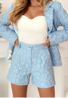 Kreszowany komplet marynarka i szorty Susan błękitny