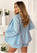 Kreszowany komplet marynarka i szorty Susan błękitny