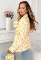 Kwiecista marynarka z paskiem i różą Macarena żółta
