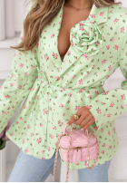 Kwiecista marynarka z paskiem i różą Macarena żółta